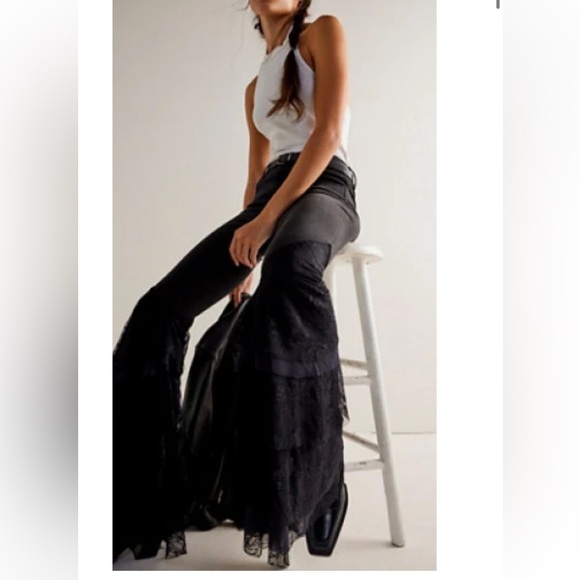 We The Free Free People Mystique Lace Flare Jeans, NWT, Black, 31 - Picture 2 of 7